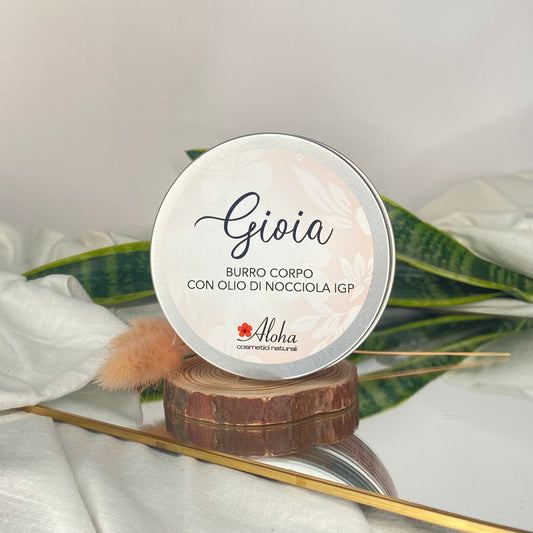 GIOIA burro corpo con olio di nocciola igp e burro di bacuri. idratante, nutriente ed elasticizzante. Da usare sulla pelle del corpo per un effetto setoso 